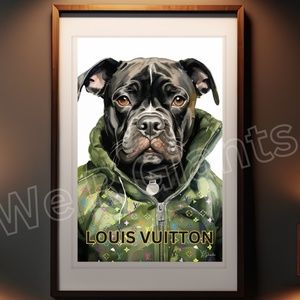 Louis Vuttion Animal Theme Art- Pablo Pit Bull Dog Wall Art 11x17